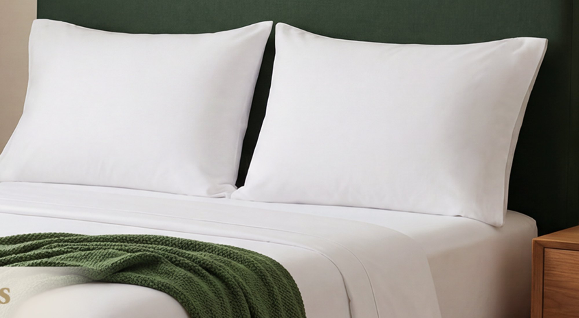 A made bed with Nuzzle pillows